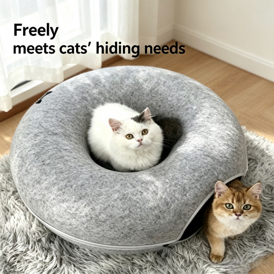 Donut Tunnel Cat Bed 2‑in‑1 Play &amp; Sleep Cat Cave