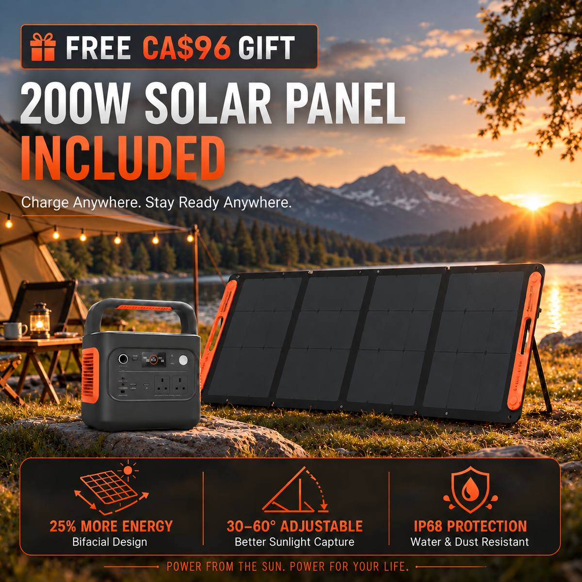 1070Wh Solar Generator Kit + FREE 200W Solar Panel
